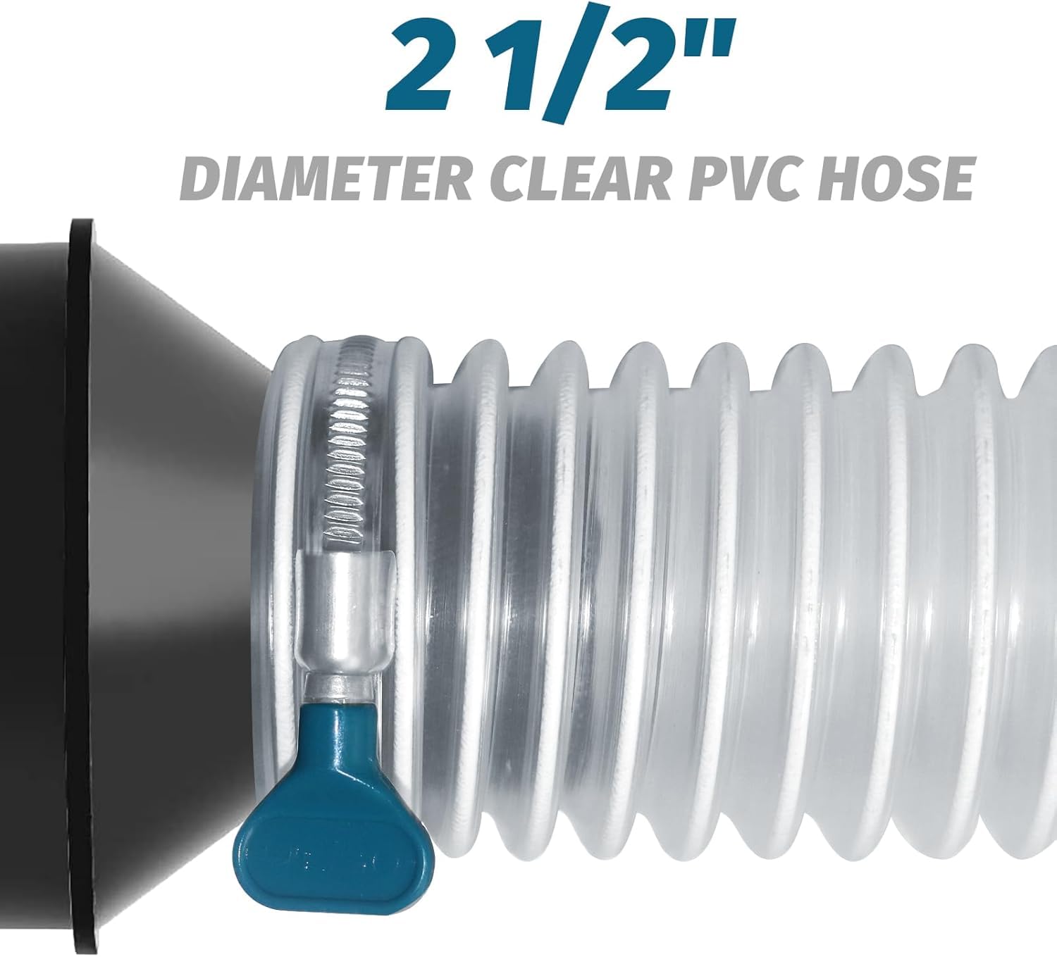 2-1/2"x10' PVC Dust Collection Hose with 4 Stainless Clamps for Woodworking