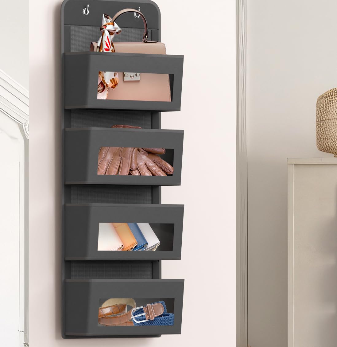 4 Clear Pocket Over Door Hanging Organizer