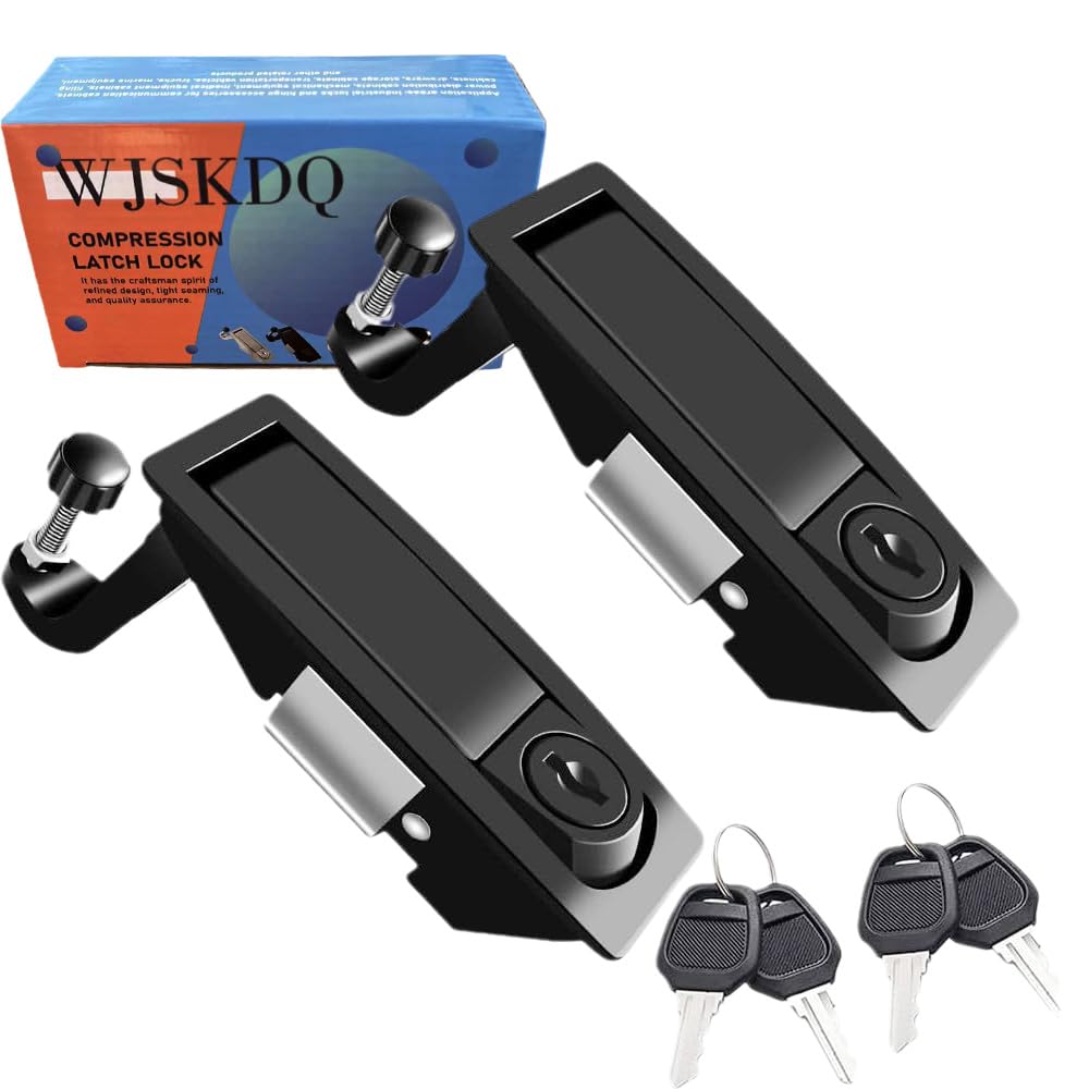 2PCS Compression Latch Lock Powder Coated Zinc Alloy Adjustable Lever Hand Operated Flush Lever Marine Applicable Door Thickness