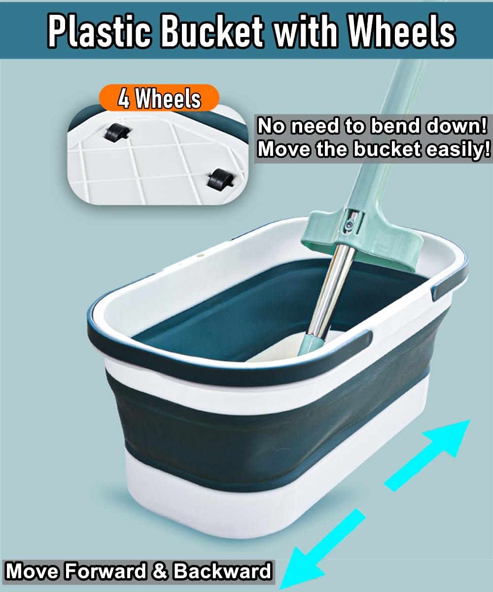 Collapsible Mop Bucket Basin Tub with Handle and Wheels