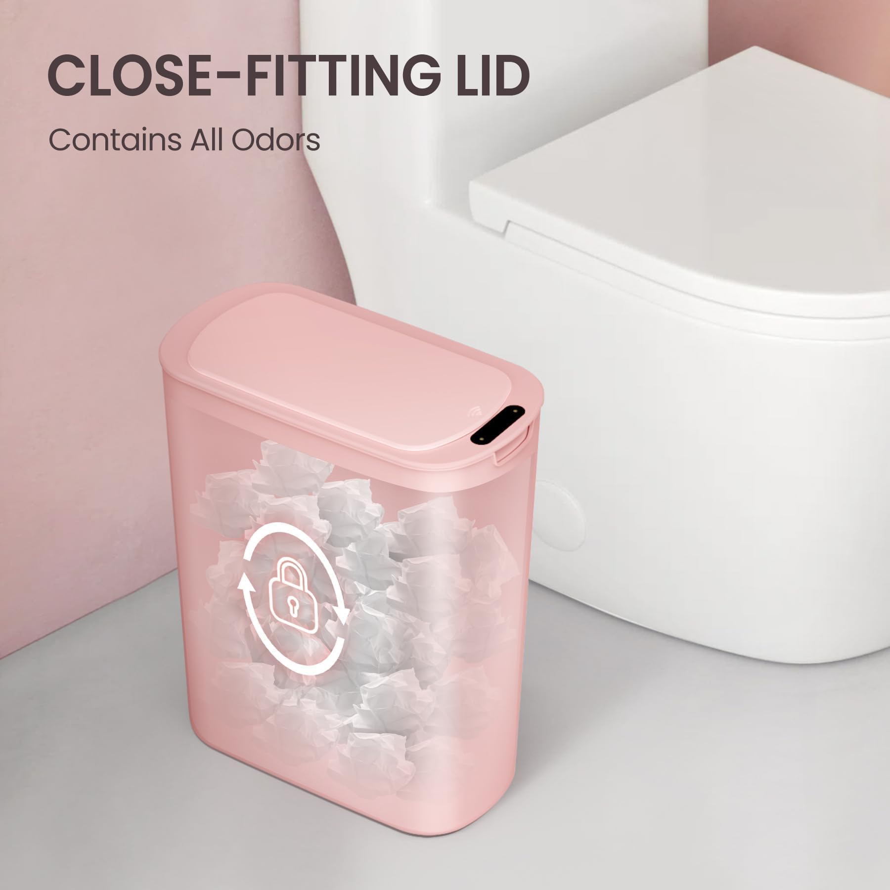 Automatic Small Bathroom Trash Can with Lid