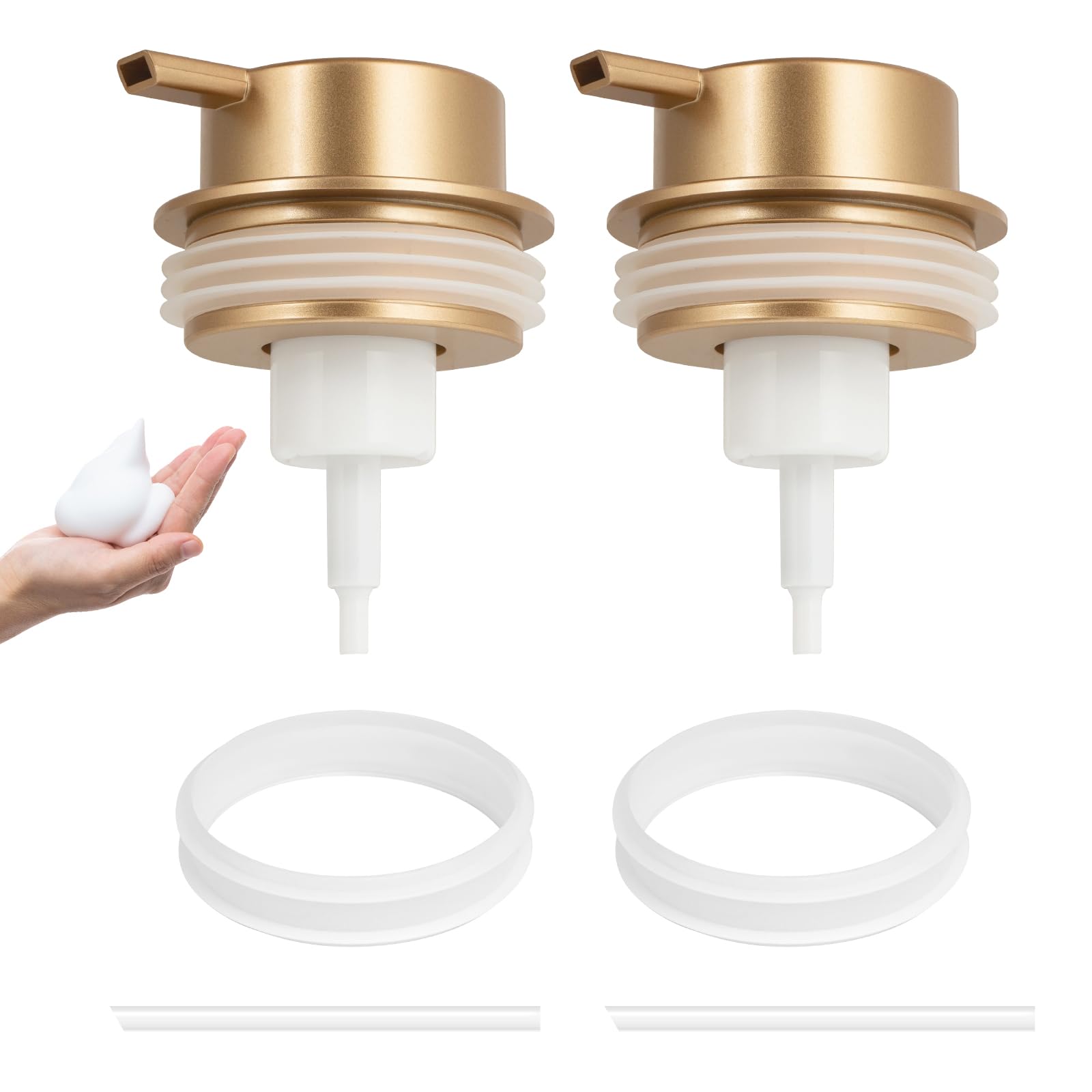 Foam Soap Dispenser Pump 2pcsHead Replacement Spare Plastic Pump Bathroom Countertop (2 Count)