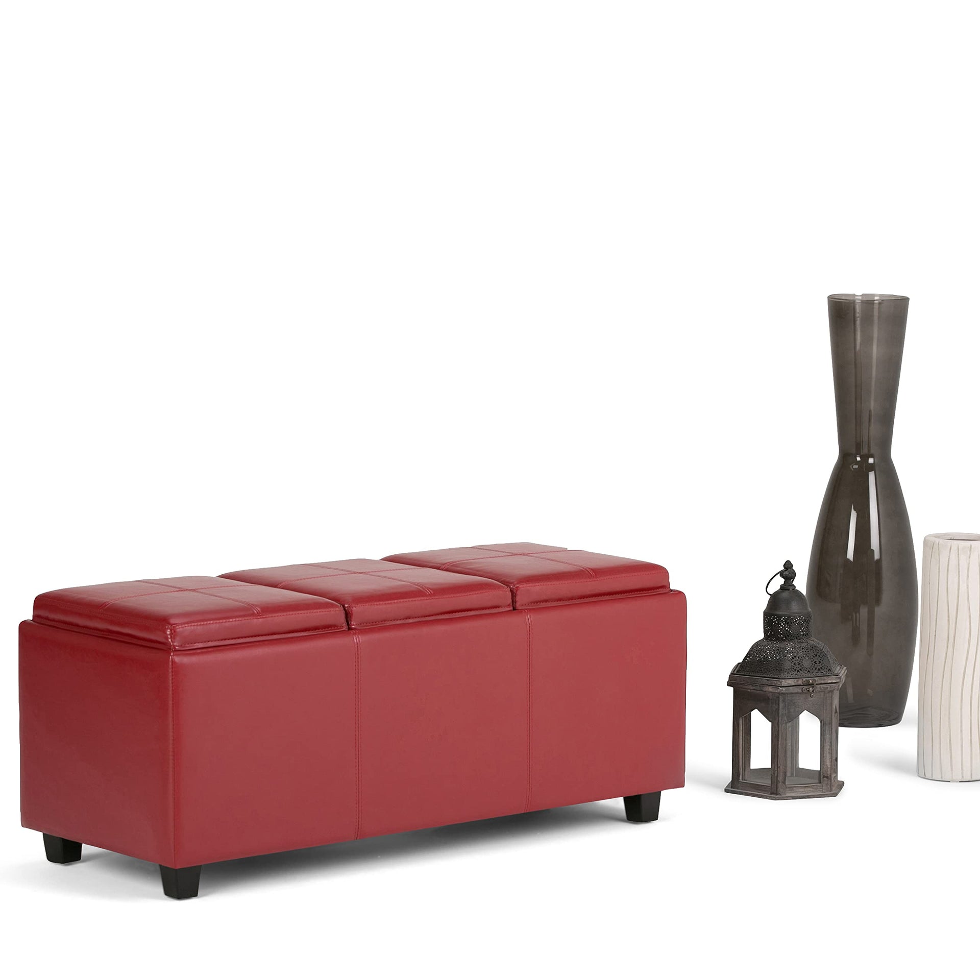 Avalon 48" Wide Vegan Leather Storage Ottoman in Grey Brown
