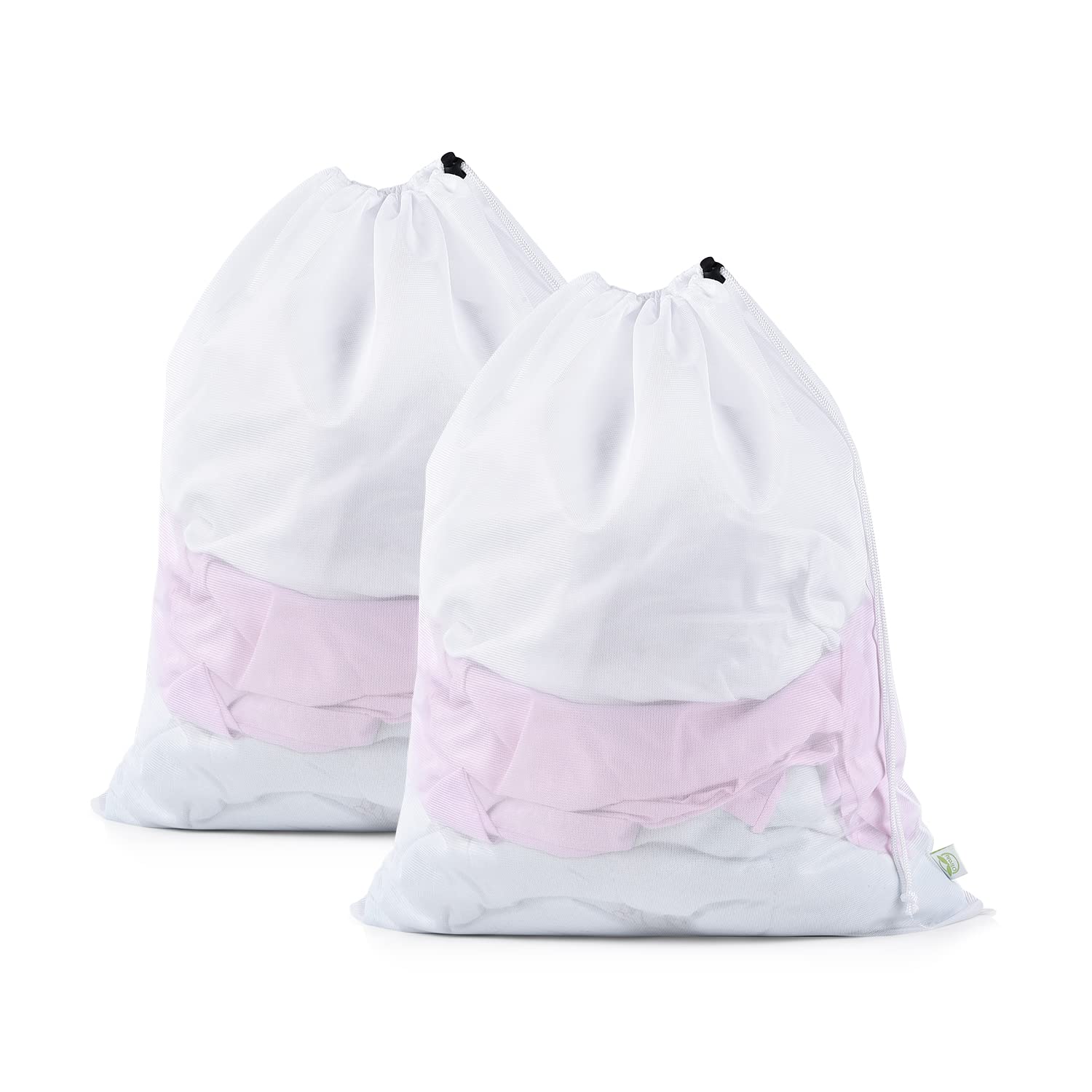 2 Pack Mesh Laundry Bag 20x24 Inch Heavy Duty Laundry Fine Mesh Bags Dirty Clothes Drawstring Laundry Wash Bag Delicates Net Storage Travel Bag Don't Drying (2 Count)