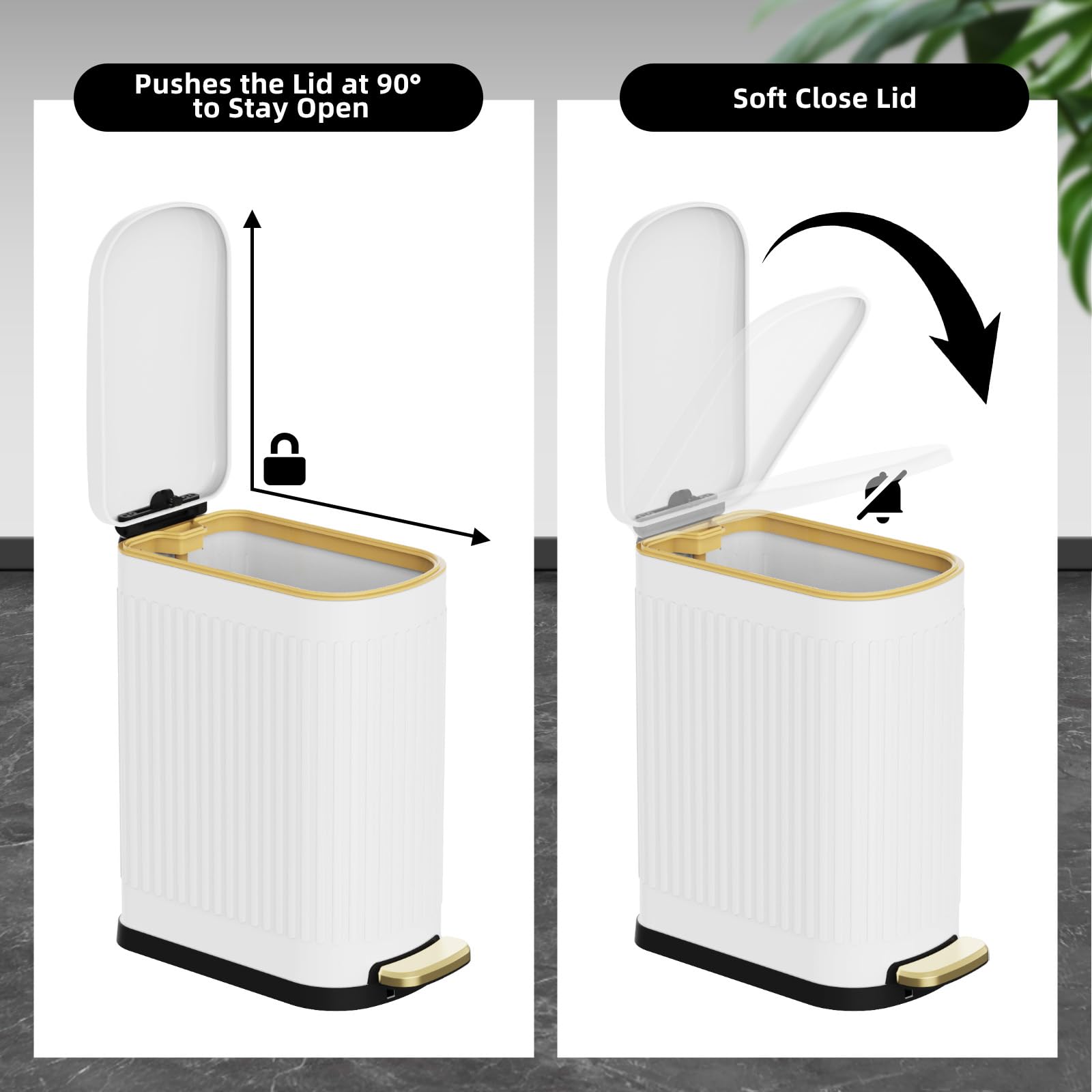2.6 Gallon Slim Bathroom Trash Can with Soft Close Lid
