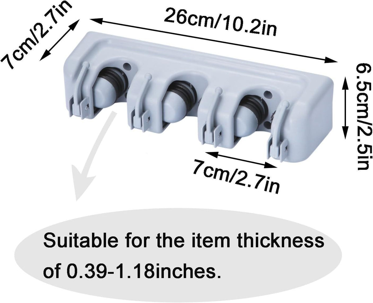 2 Pack Mop and Broom Holder Wall Mounted 3 Position Storage Rack with 4 Retractable Hooks Holds up to 7 Tools Utility Weatherproof Holder for Garage Storage Systems Broom Organizer