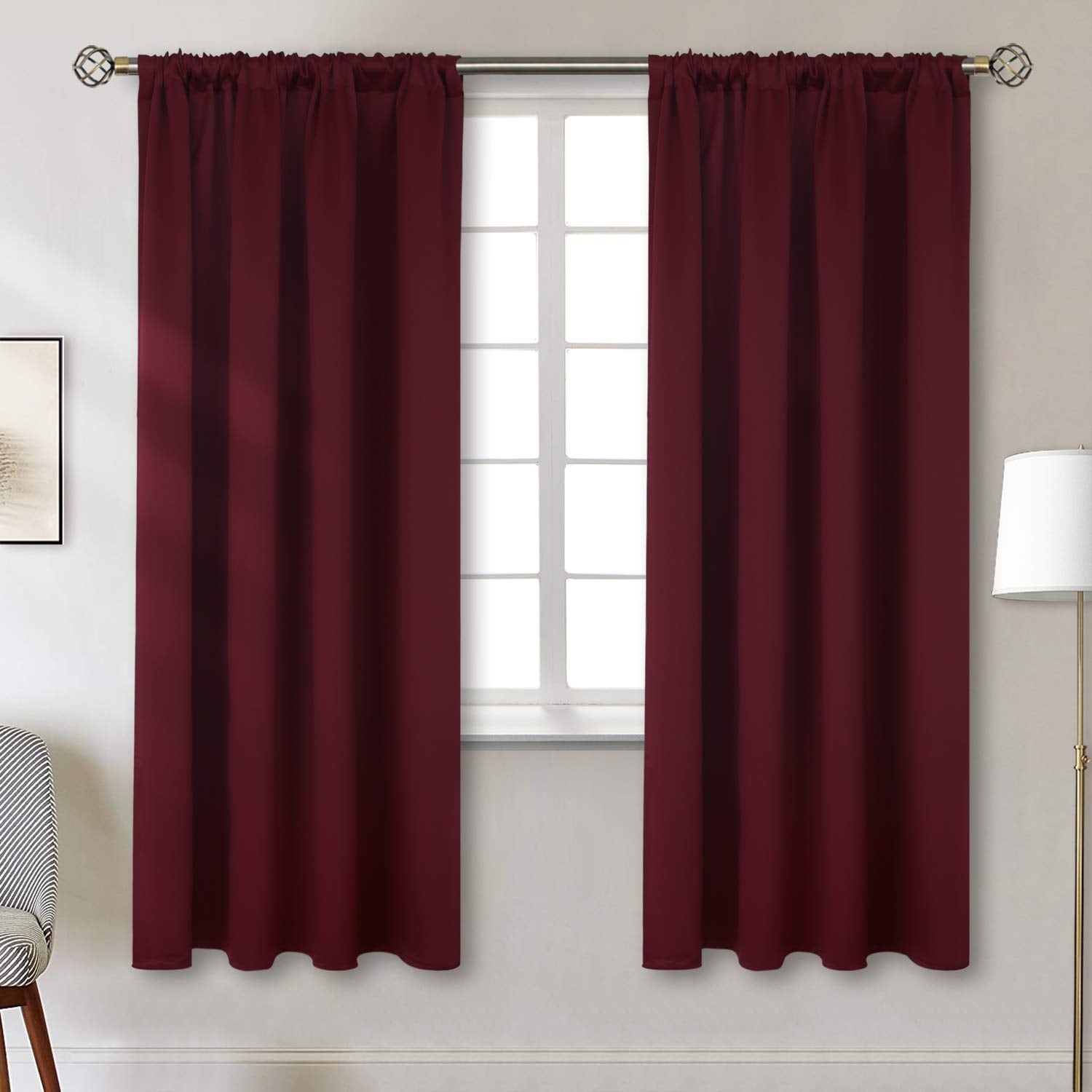 Burgundy Blackout Curtains 72 Inch Length 2 Panels for Living Room (2 Count)