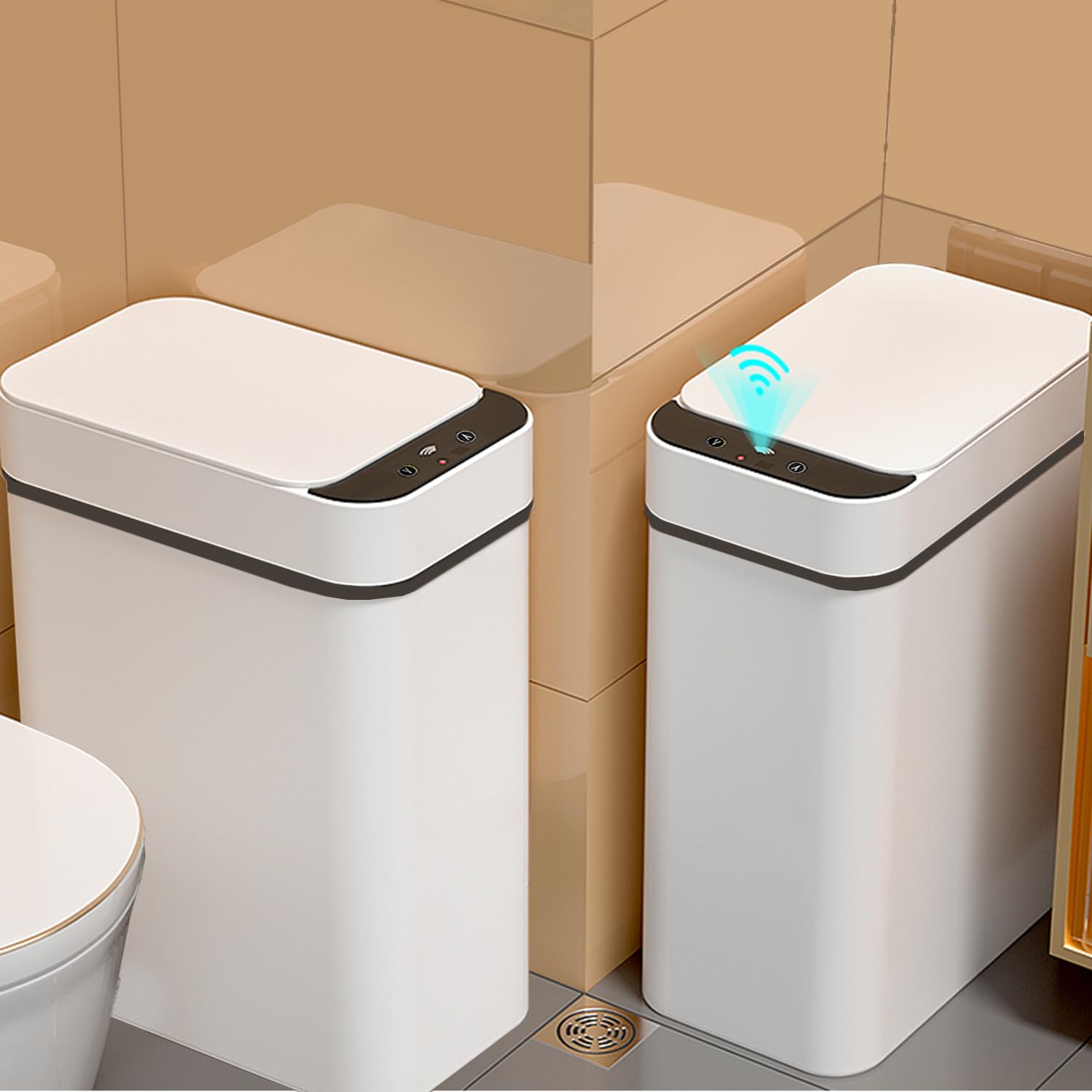 2 PACK Slim Touchless Bathroom Trash Can (2 Count)