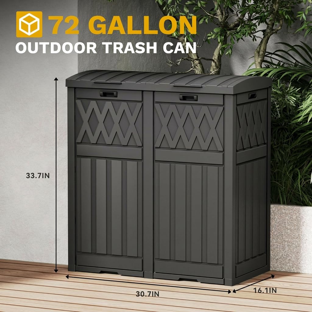 72 Gallon Dual Outdoor Trash Can