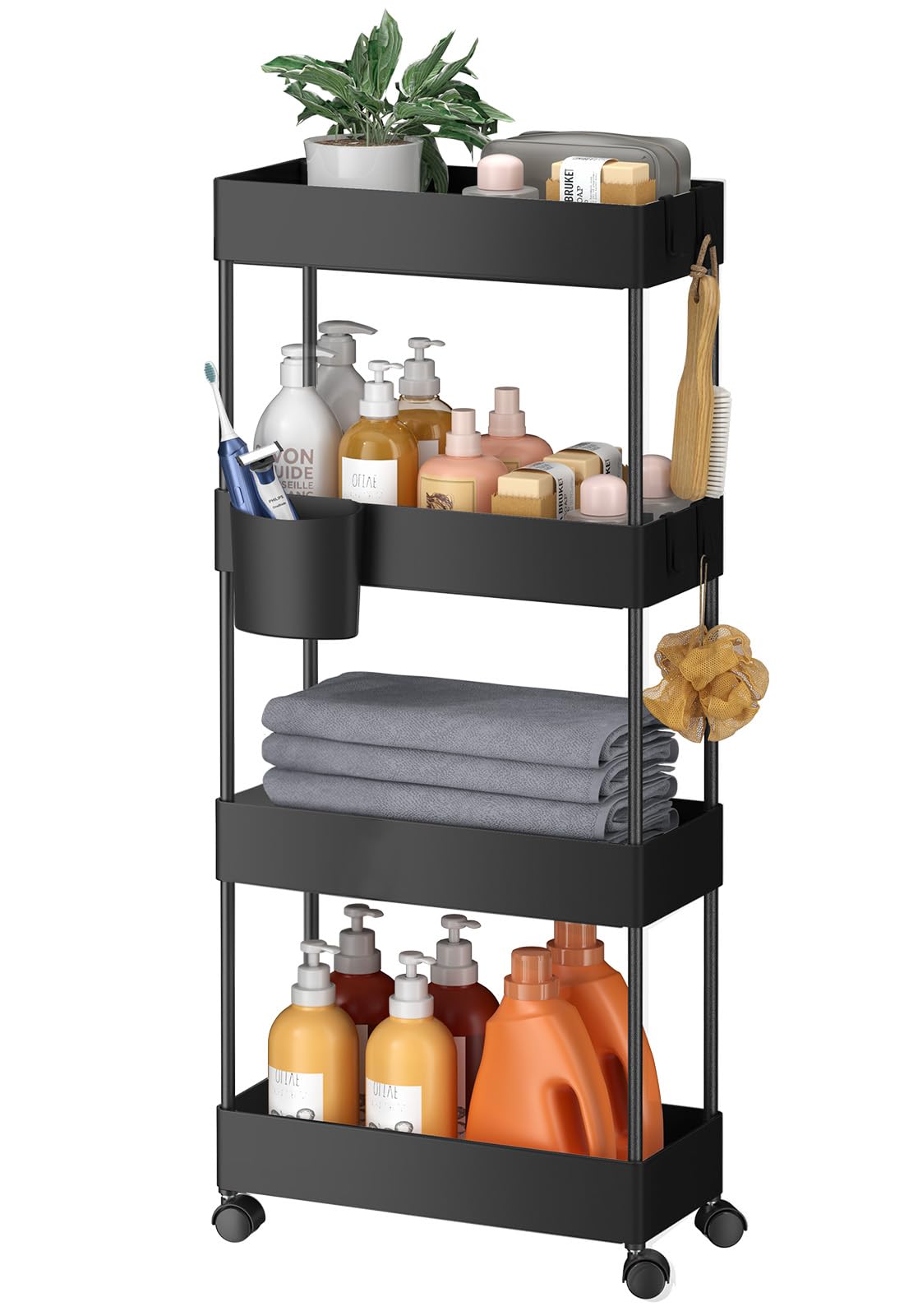 4 Tier Slim Storage Cart with Wheels