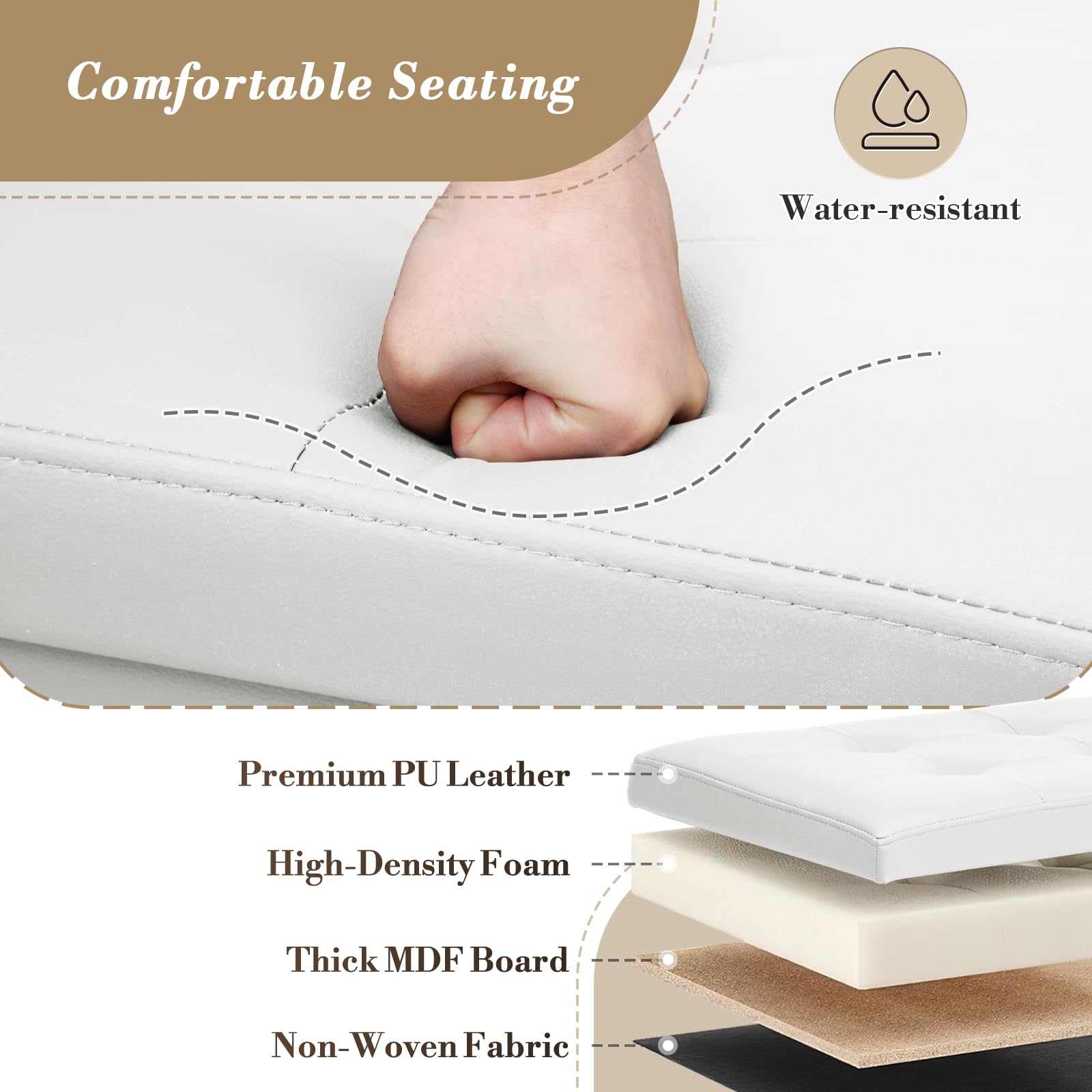 30" Storage Ottoman Bench Folding Bench with 90L Hidden Storage