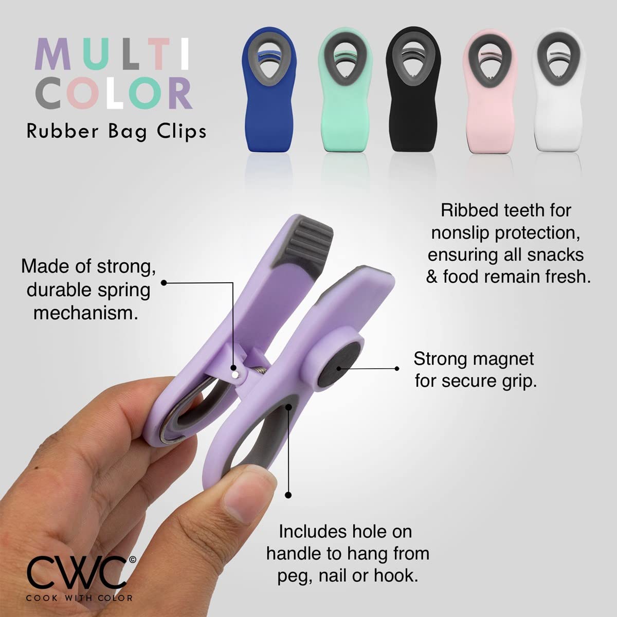 Bag Clips Heavy Duty Chip Clip and Refrigerator Magnet Clips for Food Storage with Air Tight Seal Grip (8 Count)