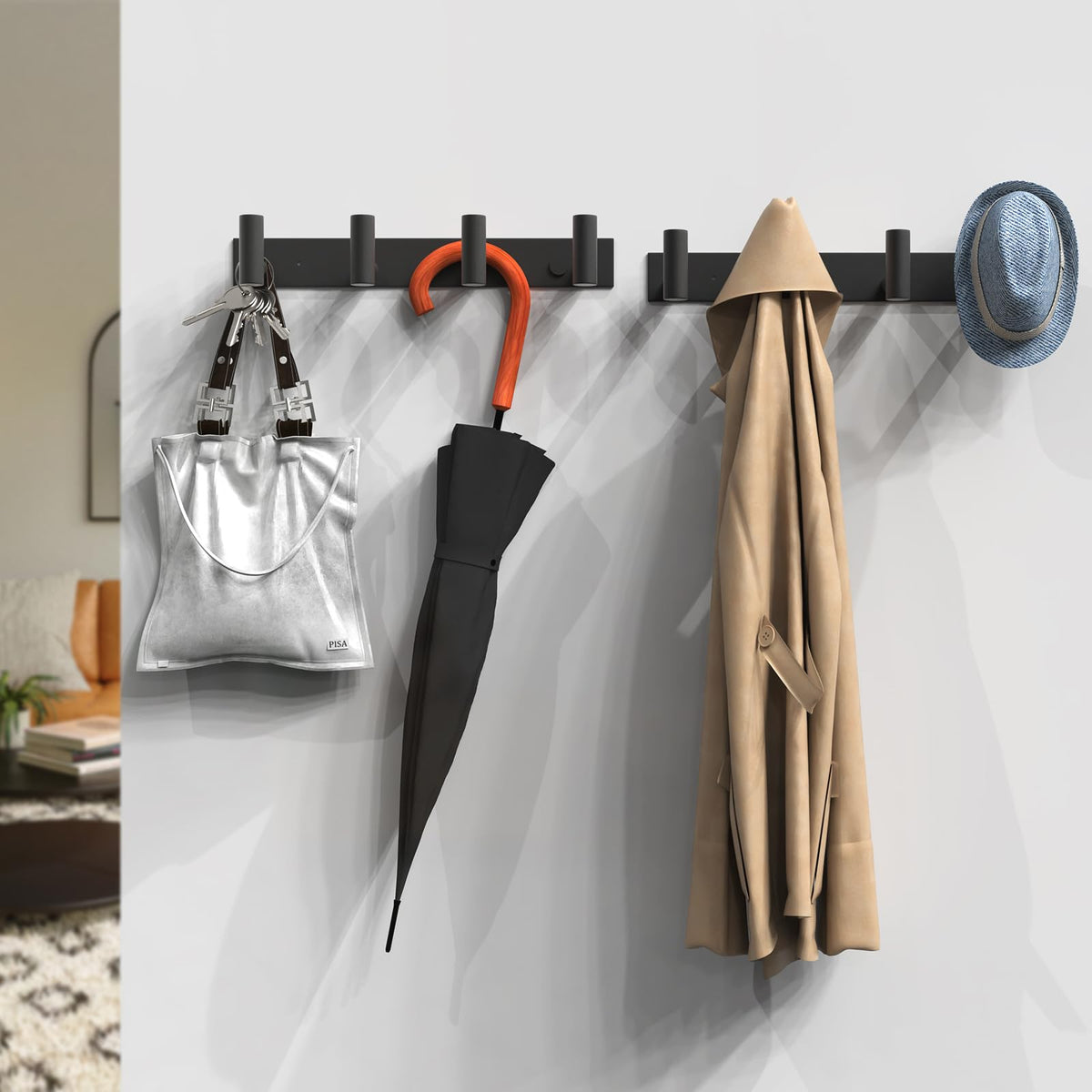 2PACK Hat and Coat Wall Mount Rack (2 Count)