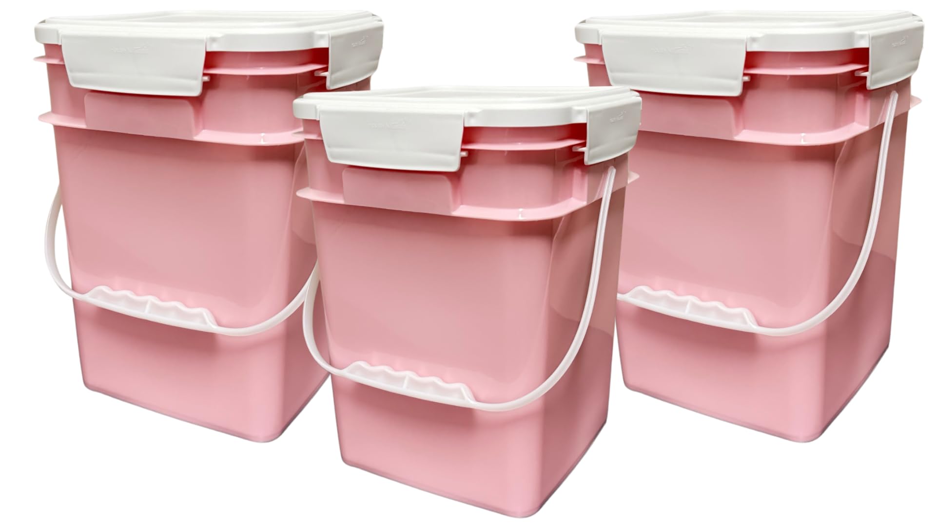 4 Gallon Square Food Grade Bucket Pail with Plastic Handles and Lid (3 Count)