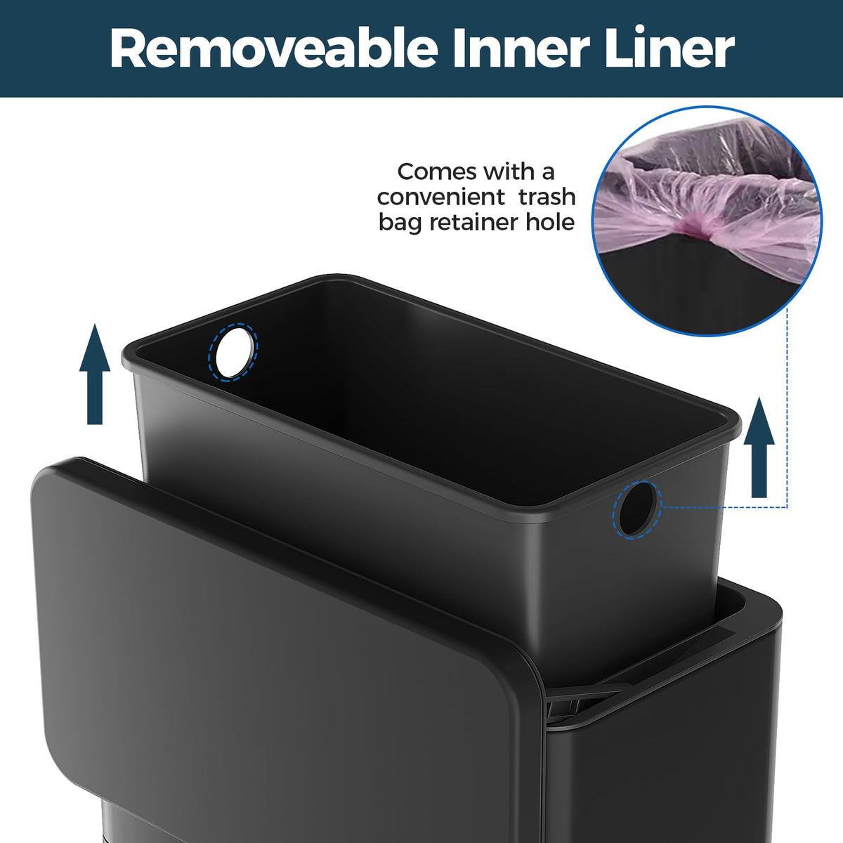 Stainless Steel Hanging Trash Can with Lid and Inner Bucket