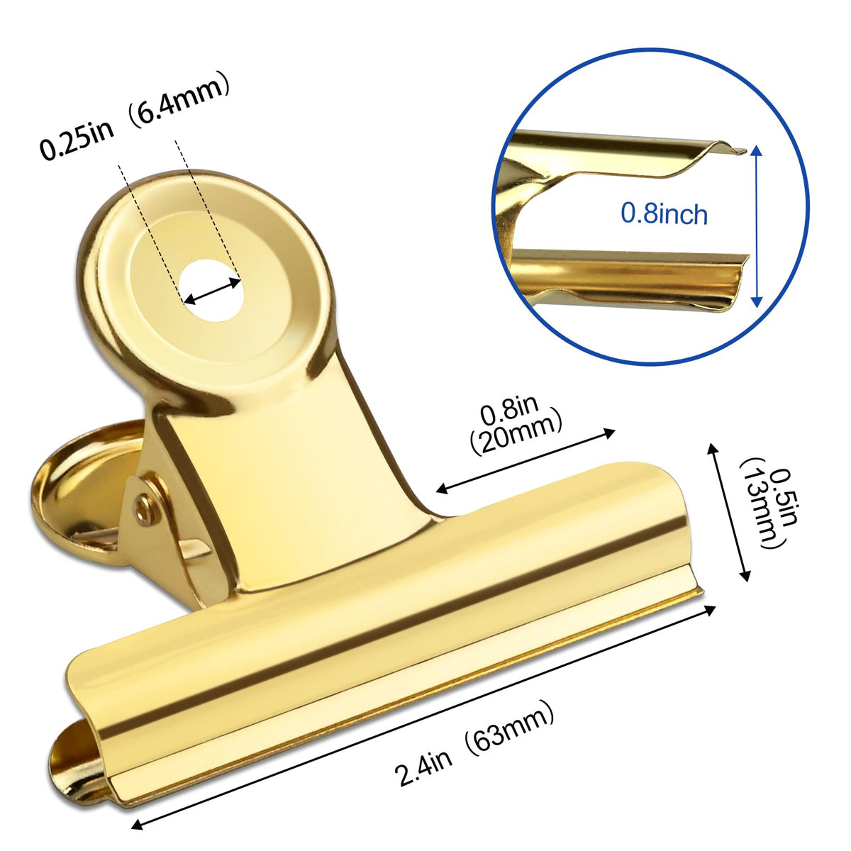 10 Pack Large Metal Hinge Clips 2.5 Inches Bull Hinge Paper Clips Gold Bulldog Clips for Crafts