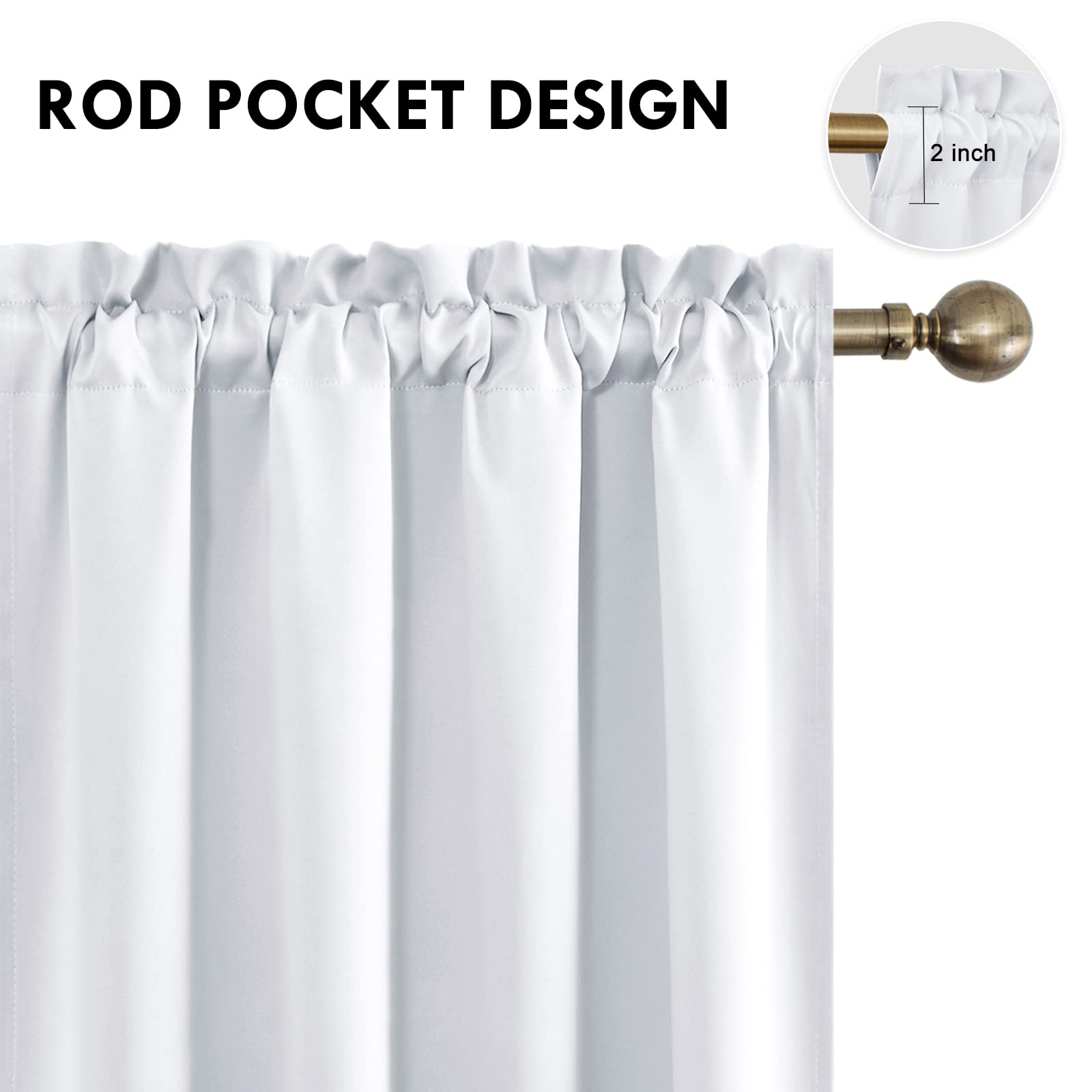 Blackout Curtains for Bedroom Living Room 52 x 63 Inch Long 2 Panels (2 Count)