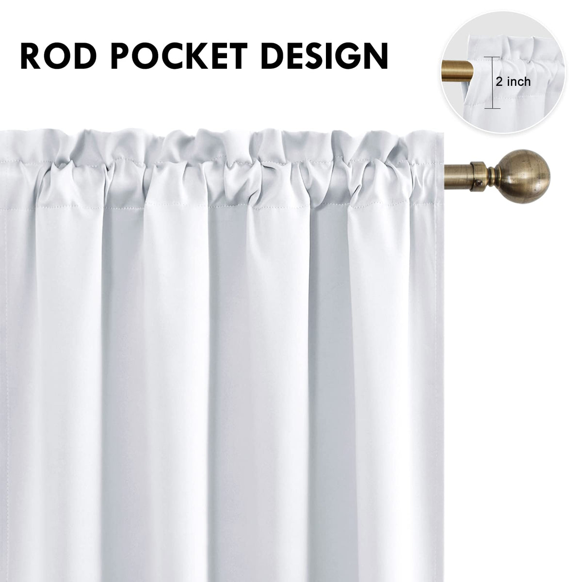 Blackout Curtains for Bedroom Living Room 52 x 84 Inch Long 2 Panels (2 Count)