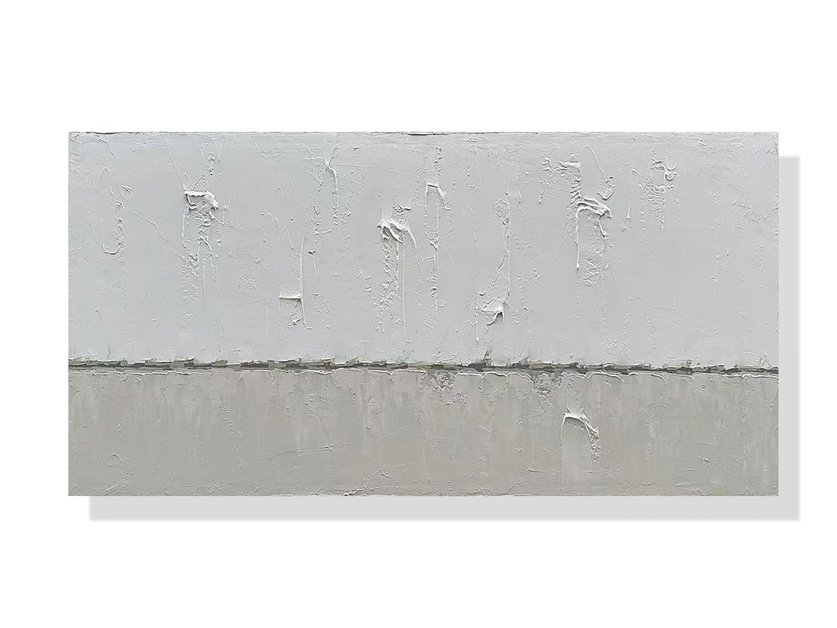 Art Hand painted Grey White Minimalist Oil Painting 30x60 inches