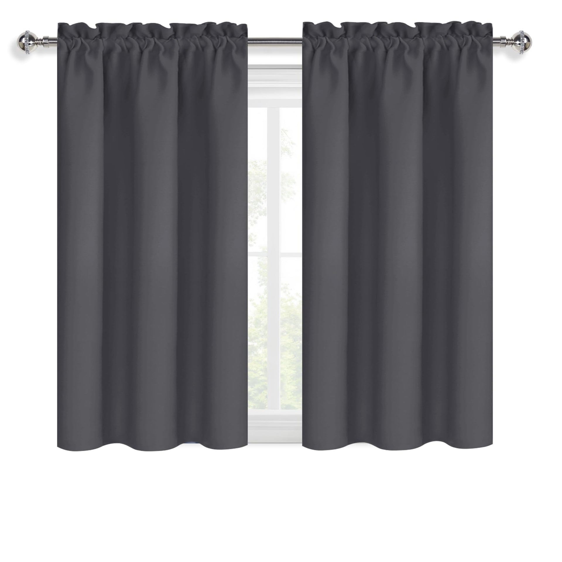 Blackout Curtains for Bedroom 38 x 54 Inch Long Dark Grey 2 Panels (2 Count)