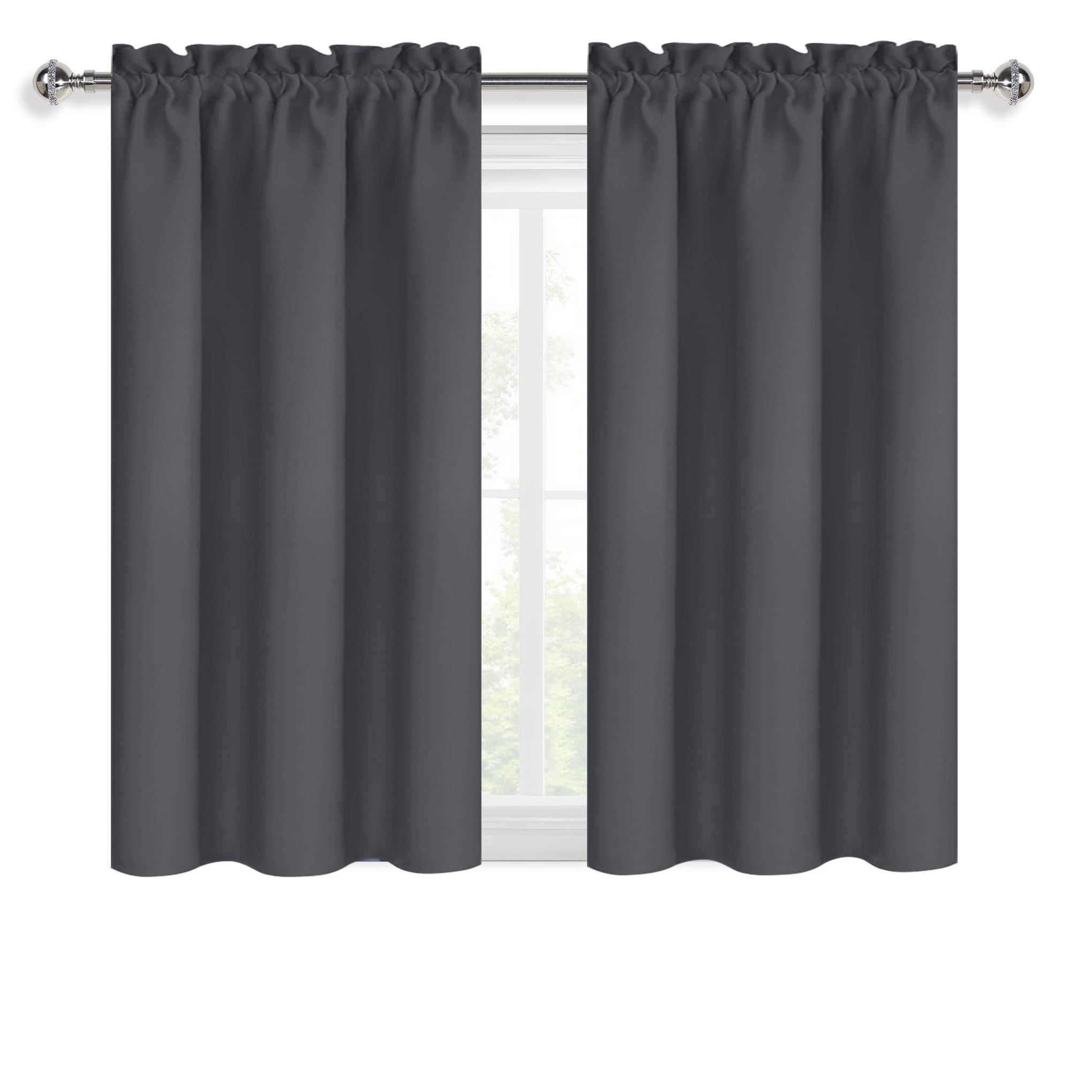 Blackout Curtains for Bedroom 38 x 54 Inch Long Dark Grey 2 Panels (2 Count)