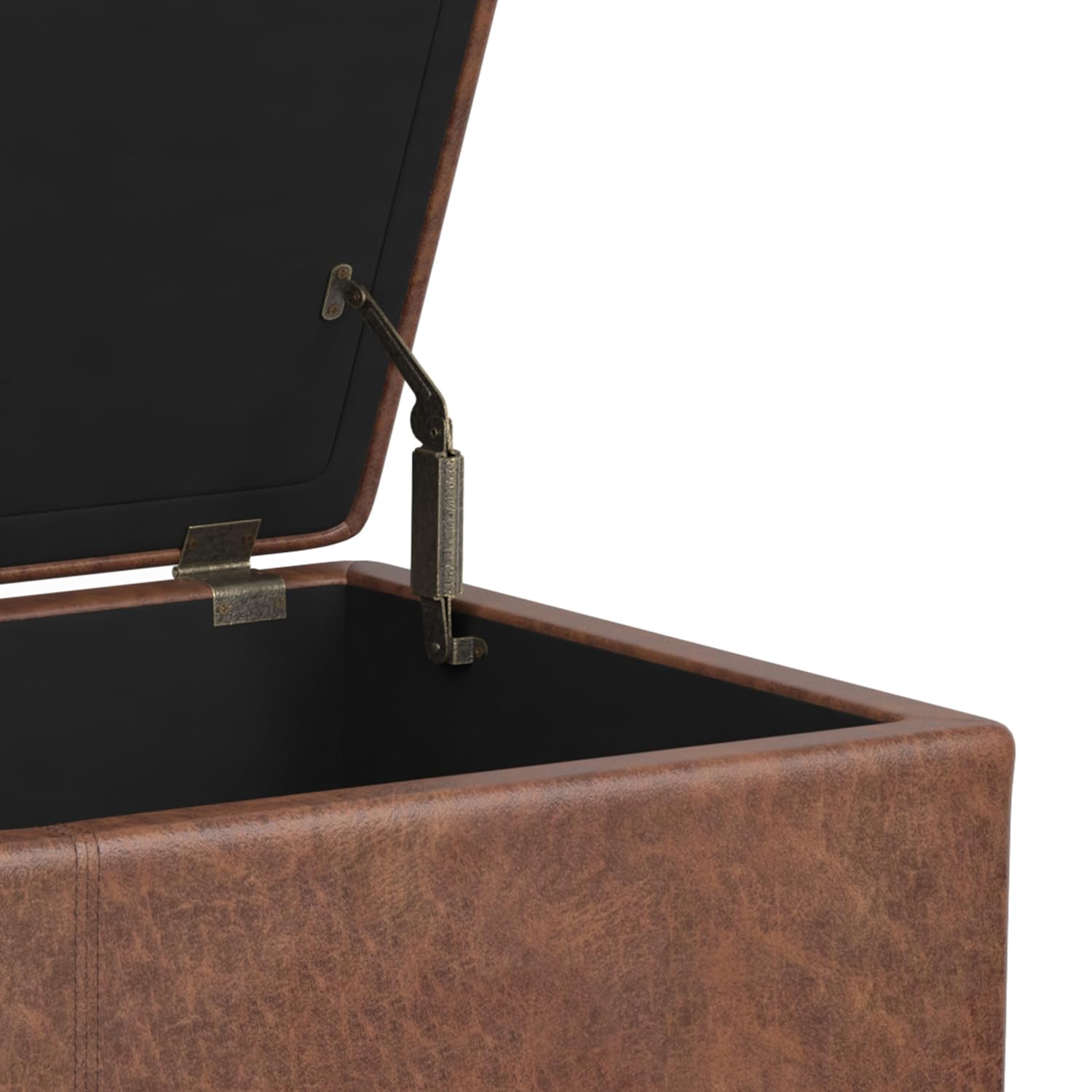Avalon 54" Wide Vegan Leather Storage Ottoman in Brown