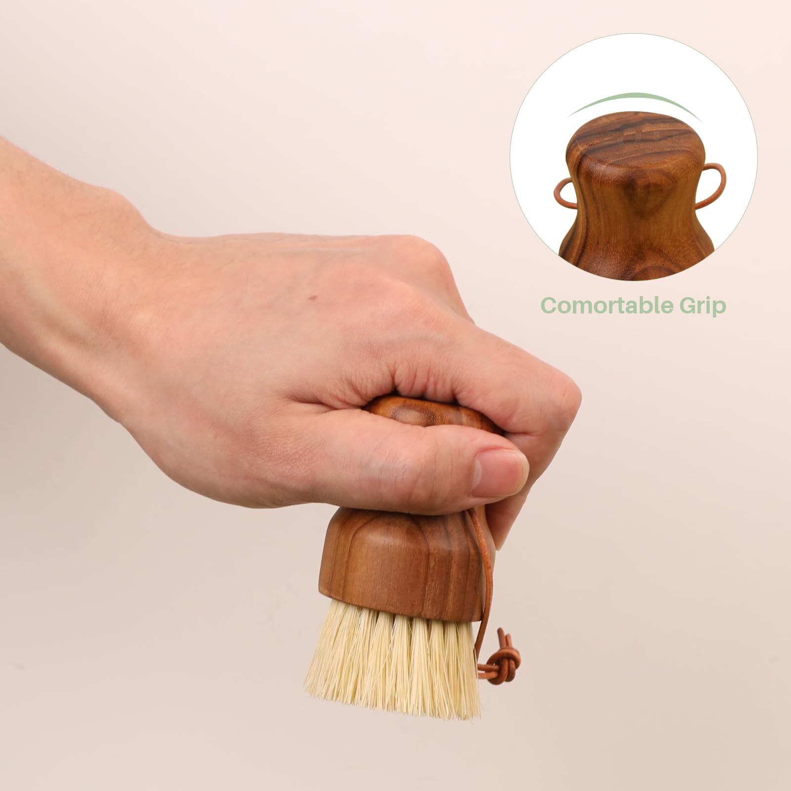 Teak Wood Dish Scrub Brush 3PCS (3 Count)