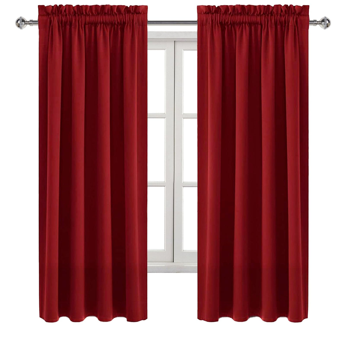 Blackout Curtains for Bedroom Living Room 38 x 63 Inch Long Burgundy (2 Count)