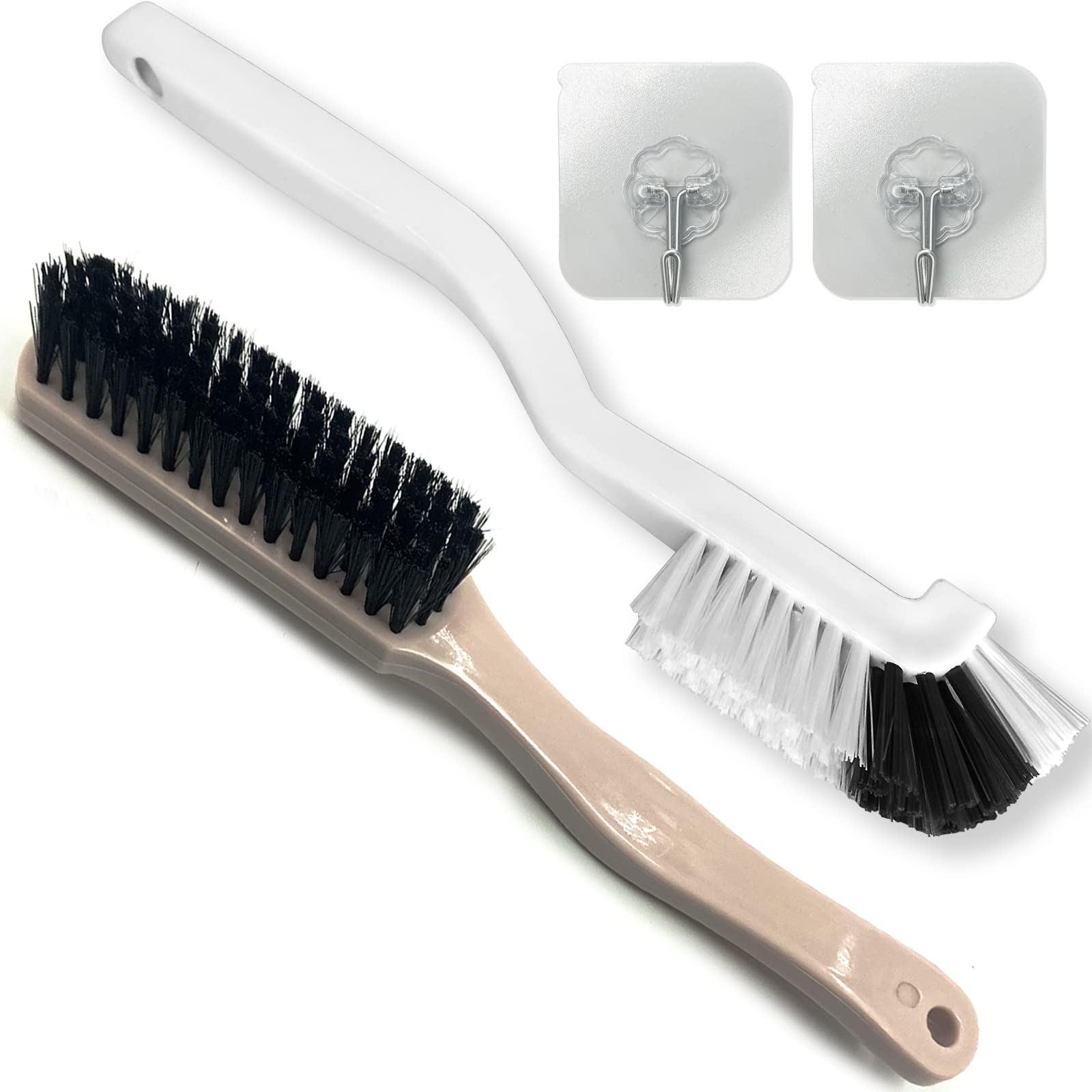 Cleaning Brushes Dish Brush Kitchen Washing Brush Set Shoe Brush Scrub Brush Home Household Cleaner Kit Floor Stiff Bristles with Adhesive Hooks Pot Pan Edge Corners Tile Lines Brush