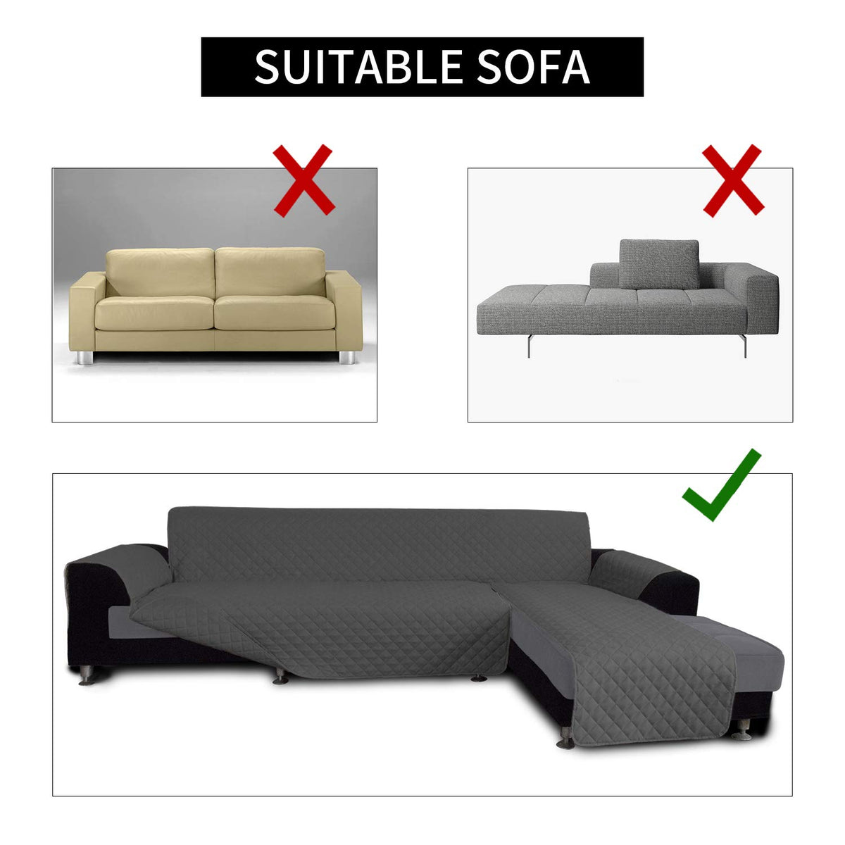 Reversible L Shape Sectional Couch Cover