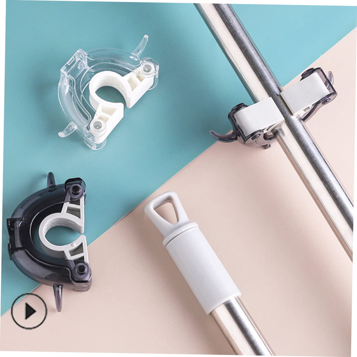 2pcs Multi function Mop Holder Wall Mount Broom Hanger Plastic Mop Clip for Home Kitchen Cleaning
