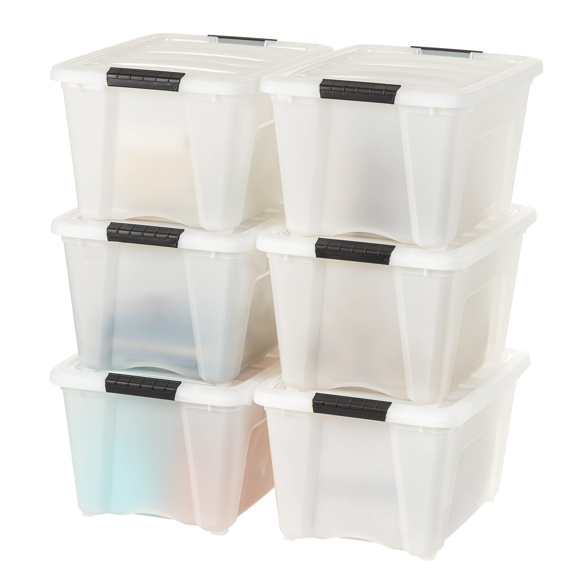 6 Pack 32 Quart Storage Bins with Lids (6 Count)