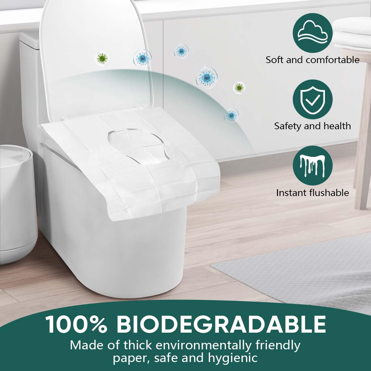 90 Pcs Disposable Flushable Paper Toilet Seat Covers Travel Supplies Essentials for Airplane