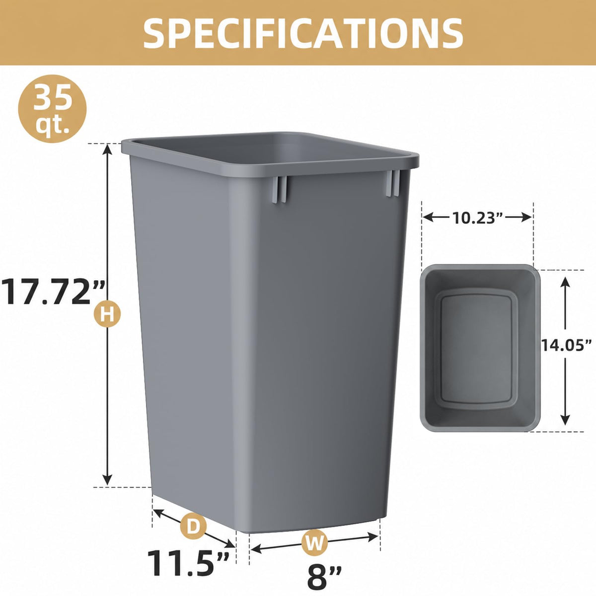 Lightweight and Durable Slim Trash Can