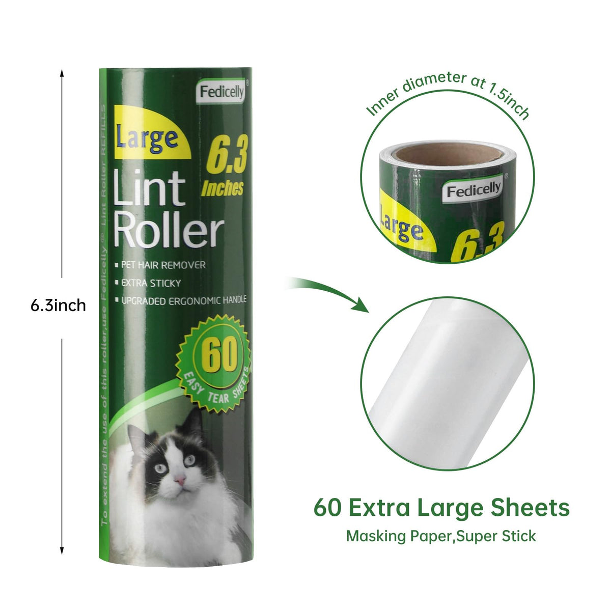 Large Lint Rollers Pet Hair Extra Sticky Refills (320 Count)