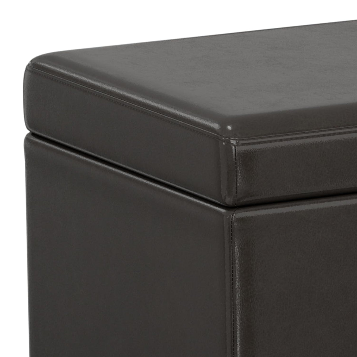 Avalon 54" Wide Vegan Leather Storage Ottoman in Tanners Brown