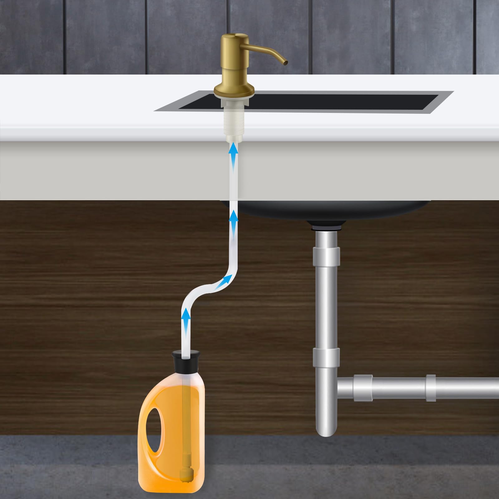 Soap Dispenser for Kitchen Sink and Extension Tube Kit