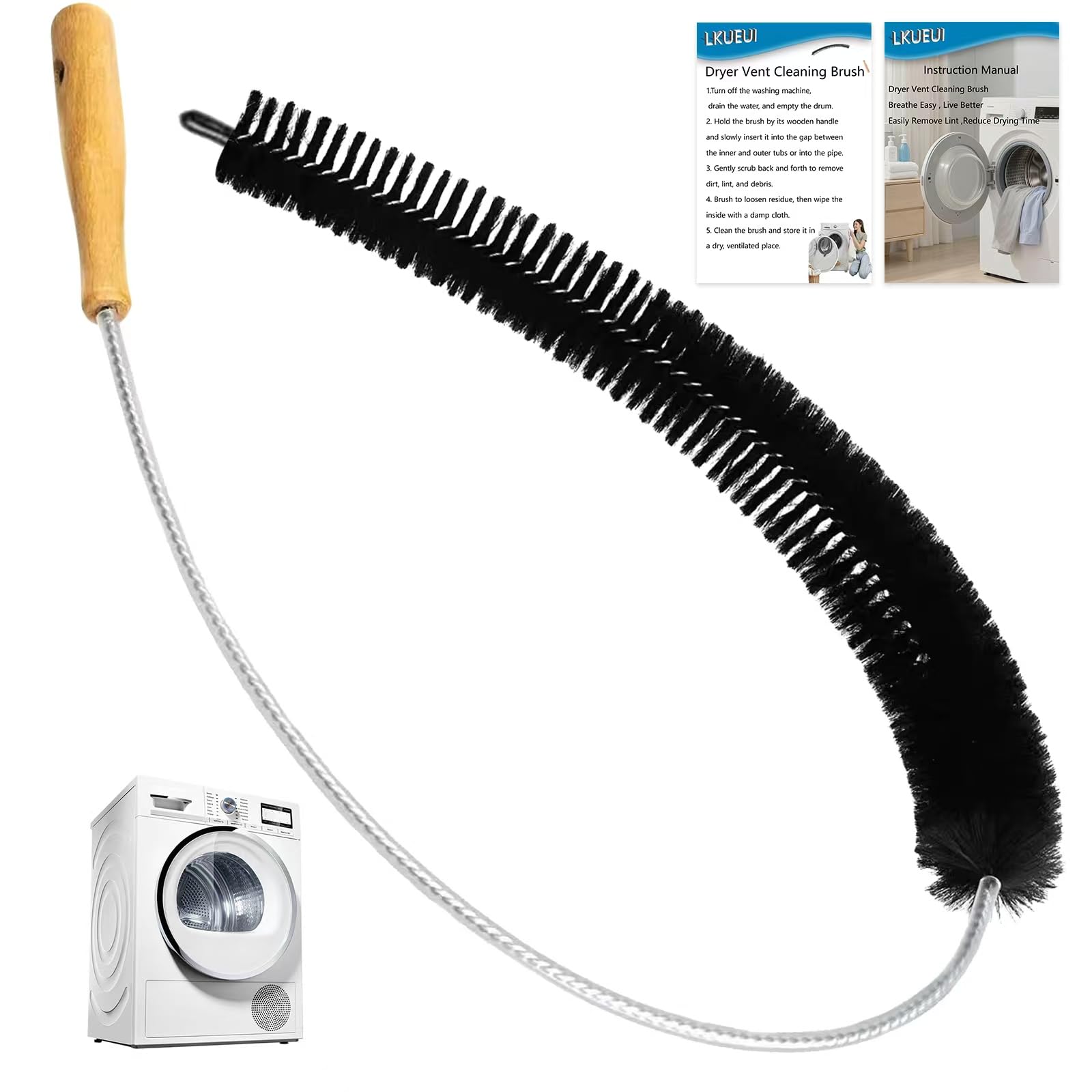 Dryer Lint Brush Vent Cleaner Tool 47.2 Inch Extra Long Flexible for Lint Trap Cleaning Tool Home Dryer Maintenance for DIY Users