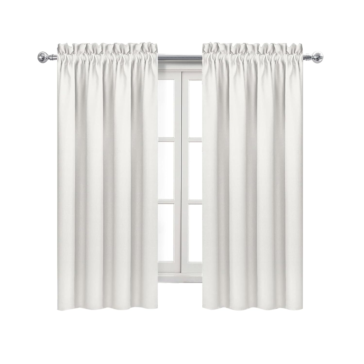 Blackout Curtains for Bedroom Living Room 52 x 63 Inch Long Ivory