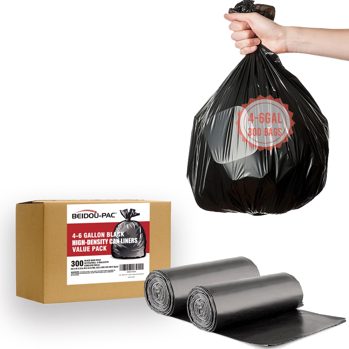 4 6 Gallon Trash Bags (300 Count)