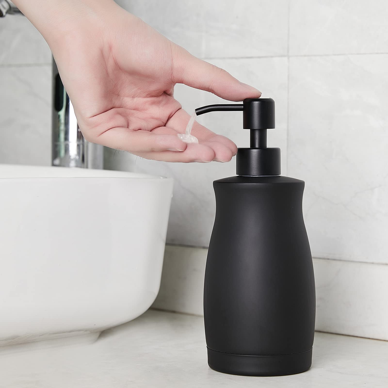 304 Stainless Steel Countertop Black Soap Dispenser Rust Resistant Leak