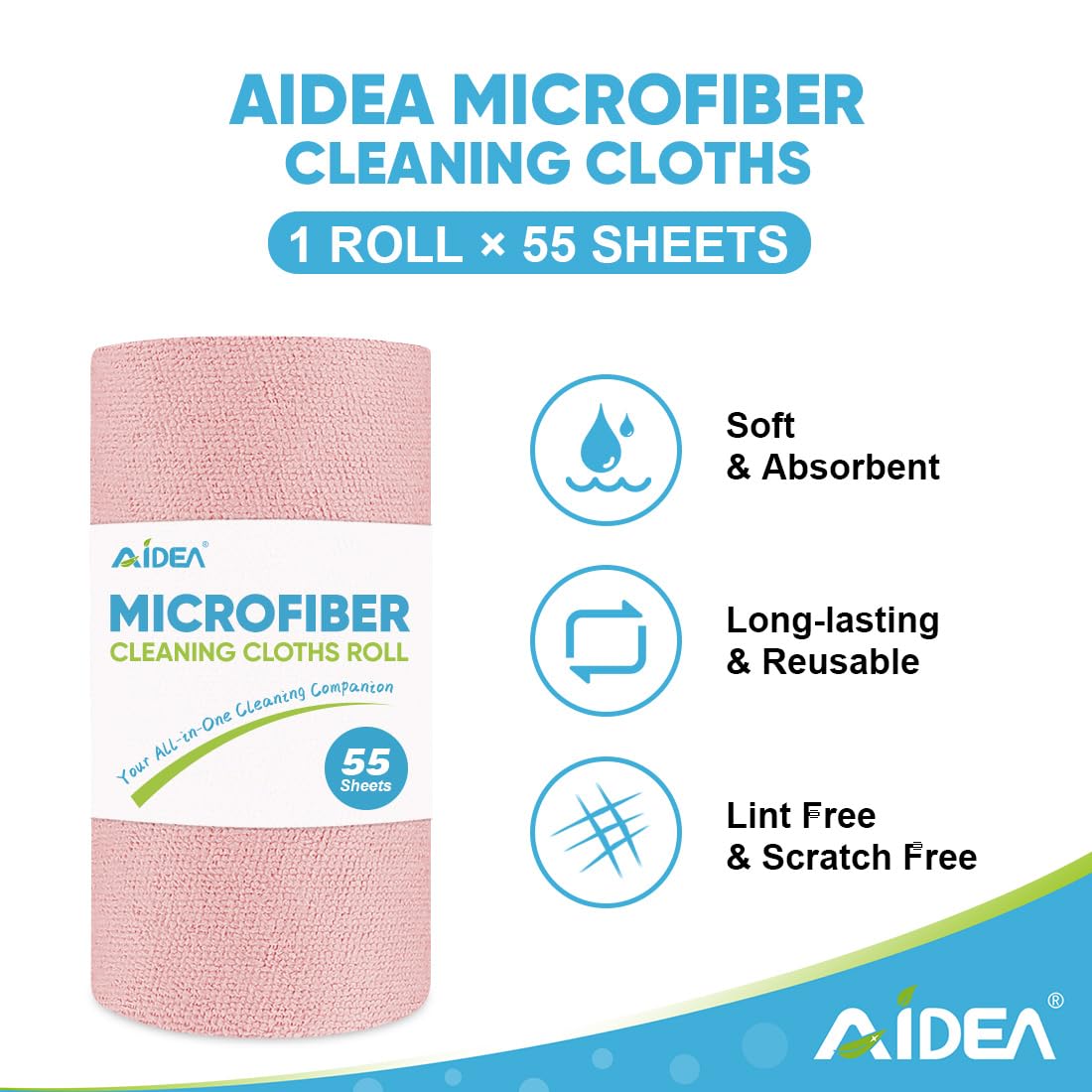 Microfiber Cleaning Cloth Roll 165 Sheets 3 Roll (165 Count)