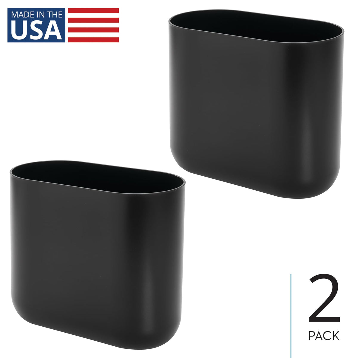 Small Slim Plastic Bathroom Trash Can (2 Count)