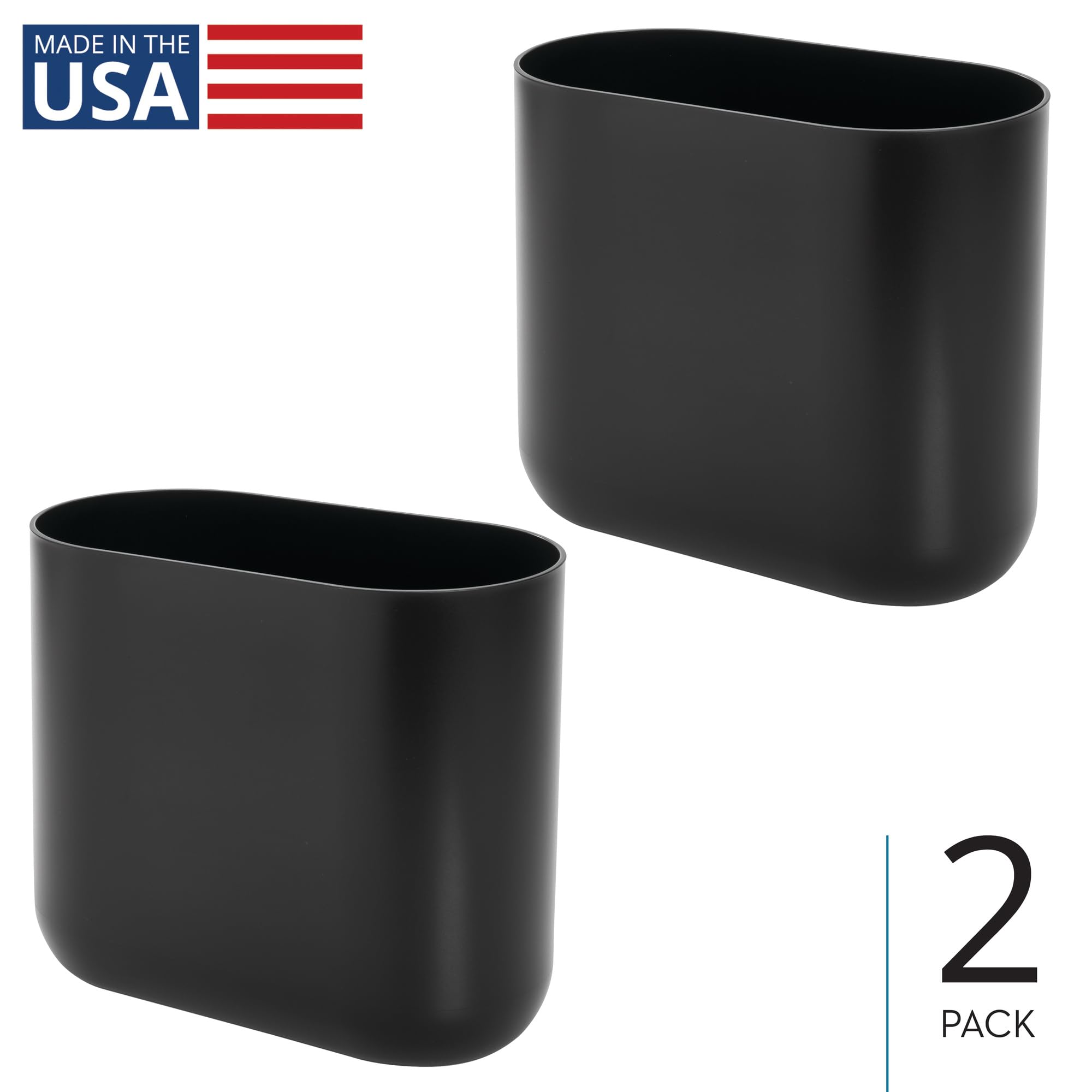 Small Slim Plastic Bathroom Trash Can (2 Count)