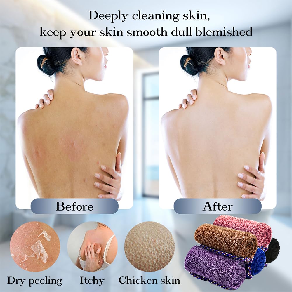 5 Pieces African Net Sponge with Handles Long African Exfoliating Net Washcloth Bath Sponge Net Cloth Wash Net Body Back Scrubber for Shower Loofah (5 Count)