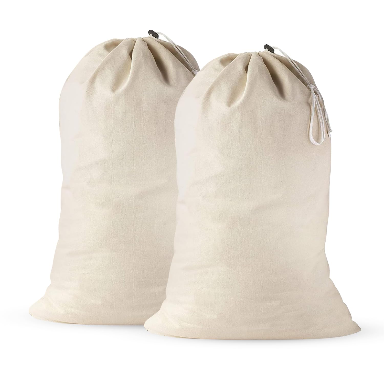 Large Cotton Laundry Bags 24x36 Inch with Drawstring (2 Count)