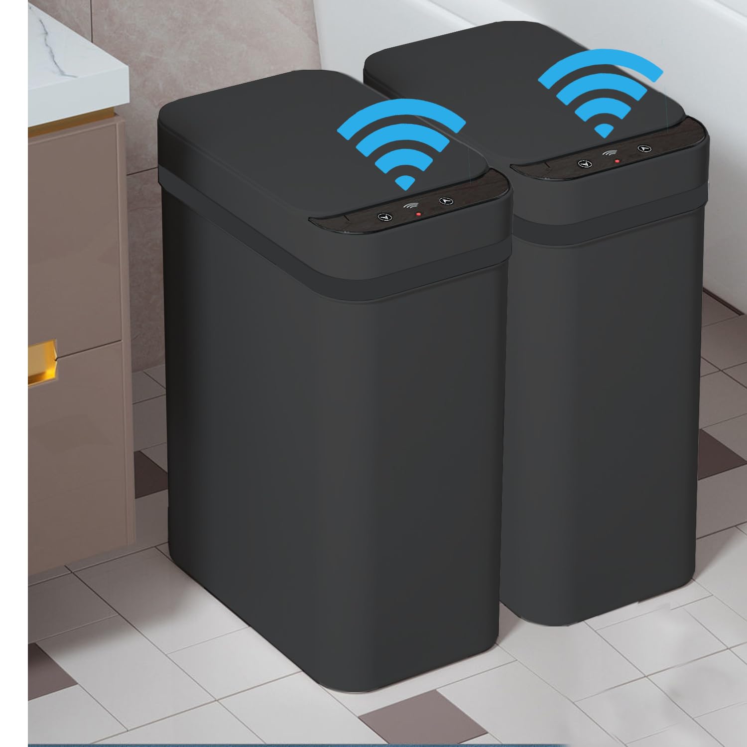 2 PACK Touchless Bathroom Trash Can (2 Count)