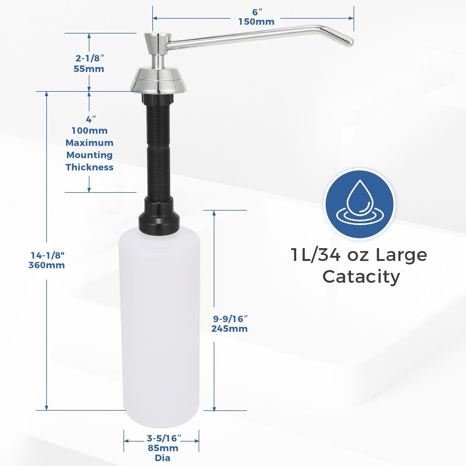 Heavy Duty Brass Countertop Liquid Soap Dispenser