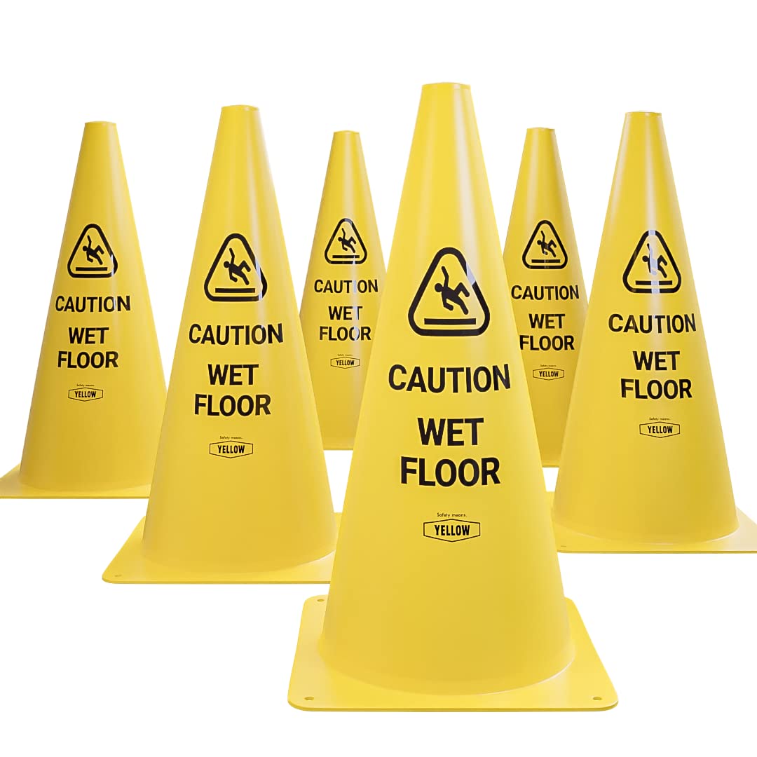 Commercial 15 Inch "Caution Wet Floor" Sign Cone (6 Count)