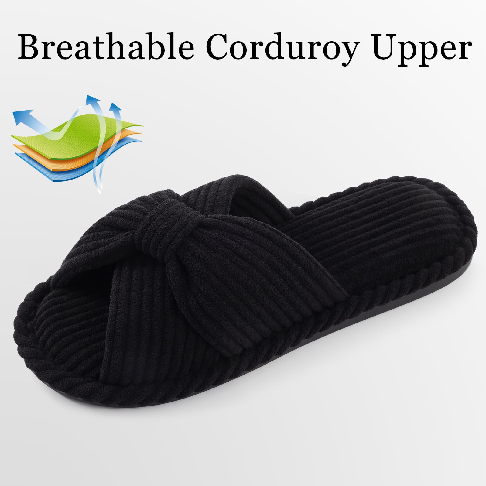 Summer House Slippers for Women Corduroy Open Toe Indoor Slippers